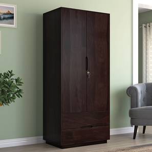 Cupboards Design Zephyr Solid Wood 2 Door Wardrobe in Mahogany