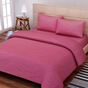 Bedroom Furniture In Agra Design Jayce Pink Solid 210 TC Cotton King Size Bedsheet with 2 Pillow Covers (King Size)