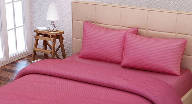 Jayce Pink Solid 210 TC Cotton King Size Bedsheet with 2 Pillow Covers (King Size) by Urban Ladder - Cross View Design 1 - 589577
