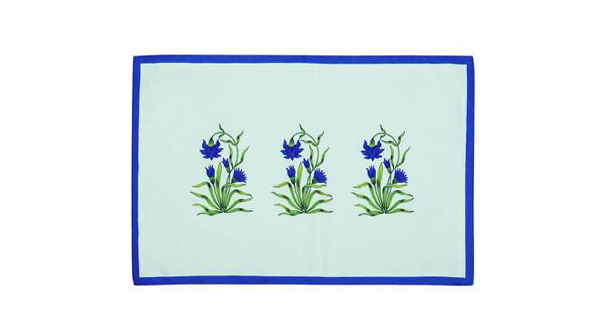 Leo Blue Floral Polyester 12 x 18 Inches Table Mat Set of 4 (Blue) by Urban Ladder - Cross View Design 1 - 589758