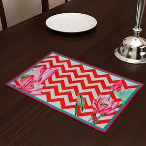 Table Mat Design Red Polyester Inches Table Mat - Set of