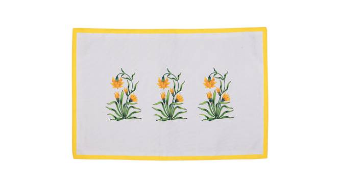 Horan Yellow Floral Polyester 12 x 18 Inches Table Mat Set of 6 (Yellow) by Urban Ladder - Cross View Design 1 - 589912