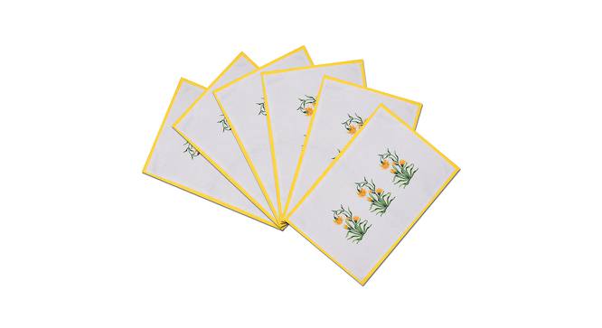 Horan Yellow Floral Polyester 12 x 18 Inches Table Mat Set of 6 (Yellow) by Urban Ladder - Front View Design 1 - 589926
