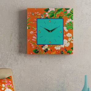 Vintage Wall Clocks Design Orange Fabric Square Analog Wall Clock