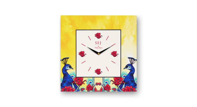 Sophie Yellow MDF Square Aanalog Wall Clock (Yellow) by Urban Ladder - Cross View Design 1 - 590204