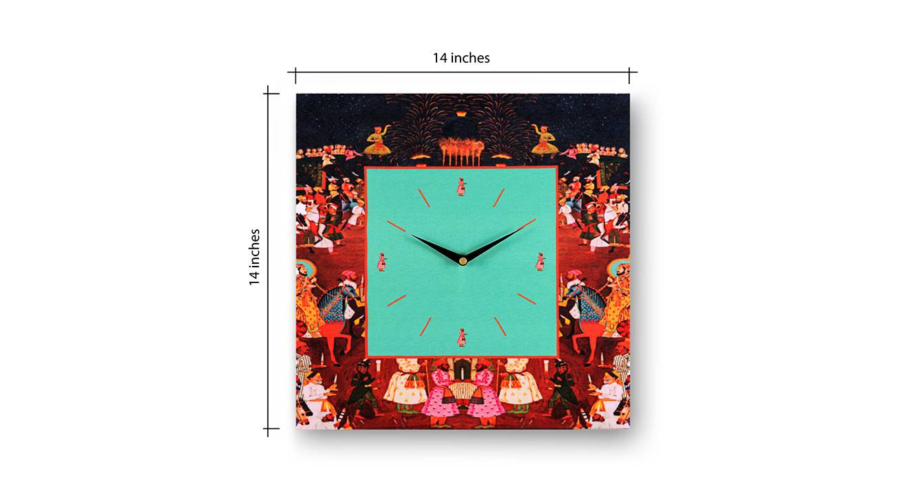 Brown Fabric Square Analog Wall Clock Urban Ladder