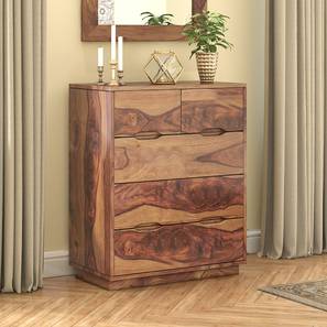 New Arrivals Storage Design Zephyr Solid Wood Chest of 5 Drawers in Teak