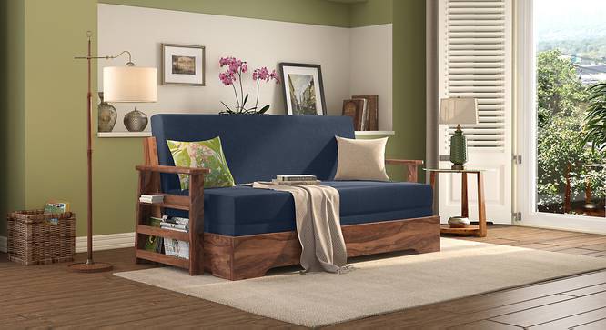 Mahim Sofa Cum Bed (Lapis Blue, With Storage Arm) by Urban Ladder - Front View Design 1 - 590736