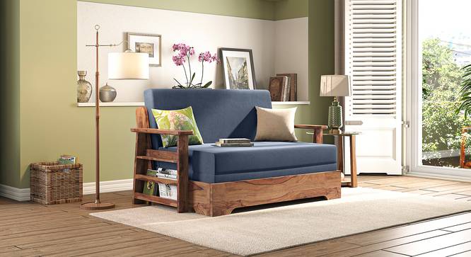 Mahim Compact Sofa Cum Bed (Lapis Blue, With Storage Arm) by Urban Ladder - Front View Design 1 - 590756