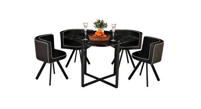 Jenna Glass 4 Seater Set Dining Table With Set of 4 Chairs in Black Finish (Black) by Urban Ladder - Front View Design 1 - 590792