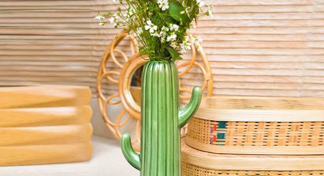 Maximo Green Ceramic Rectangular Vases Set of 1 (Green) by Urban Ladder - Design 1 Side View - 593025