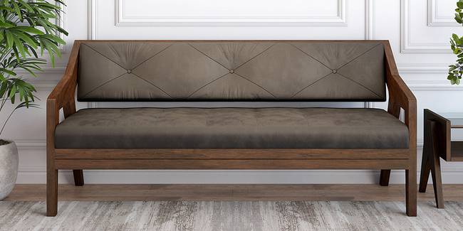 Casper Wooden Sofa (Multicolor - Dark Oak) (1-seater Custom Set - Sofas, None Standard Set - Sofas, Fabric Sofa Material, Regular Sofa Size, Regular Sofa Type)