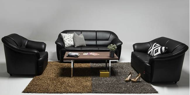Berry Leatherette Sofa (Black - Eerie Black) (1-seater Custom Set - Sofas, None Standard Set - Sofas, Leatherette Sofa Material, Regular Sofa Size, Regular Sofa Type, Black - ‎Eerie Black)