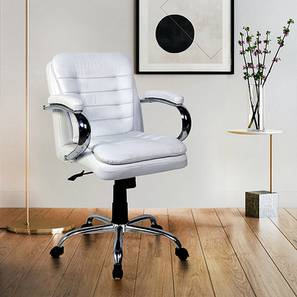 Chair With Armrest Design Pike Leatherette Swivel Office Chair In White Colour (White)
