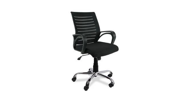 Kai Fabric Swivel Office chair in Black Colour (Black) by Urban Ladder - Design 1 Side View - 593687