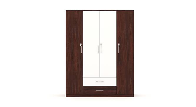 Tristar 4 Door Engineered Wood Wardrobe - Brown White (Melamine Finish) by Urban Ladder - Front View Design 1 - 593750