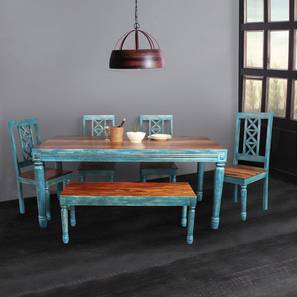 Oliver solid wood 6 seater dining table with 4 chairs  lp
