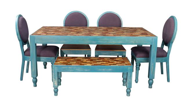 Enrico Solid Wood 6 Seater Dining Table with 6 Chairs (Teak Finish, Teak) by Urban Ladder - Design 1 Side View - 593830