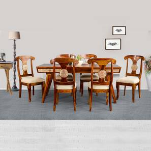 Buckwheat solid wood 6 seater dining table with 6 chairs  lp