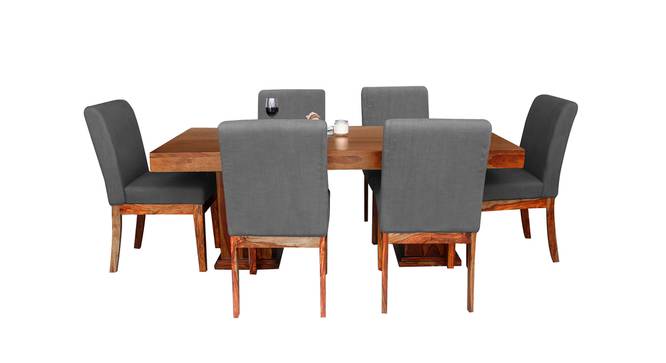 Clapton Solid Wood 6 Seater Dining Table with 6 Chairs (Teak Finish, Teak) by Urban Ladder - Design 1 Side View - 593936