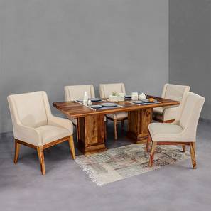 Enrico solid wood 6 seater dining table with 6 chairs  lp