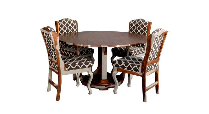 Loft Solid Wood 4 Seater Dining Table with 4 Chairs (Teak & Grey) by Urban Ladder - Front View Design 1 - 594040