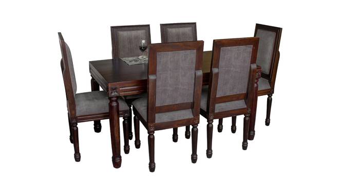 Hamilton Solid Wood 6 Seater Dining Table with 6 Chairs (Walnut Finish, Walnut) by Urban Ladder - Design 1 Side View - 594045