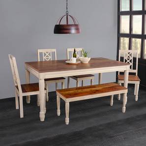 Riviera solid wood 6 seater dining table with 4 chairs  lp