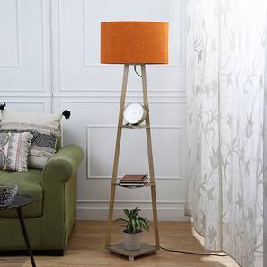 Floor Lamps In New Delhi Design River Orange Cotton Shade Floor Lamp With Orange Engineered Wood Base (Orange)