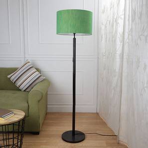 Jade Green Cotton Shade Floor Lamp With Green Brown Solid Wood