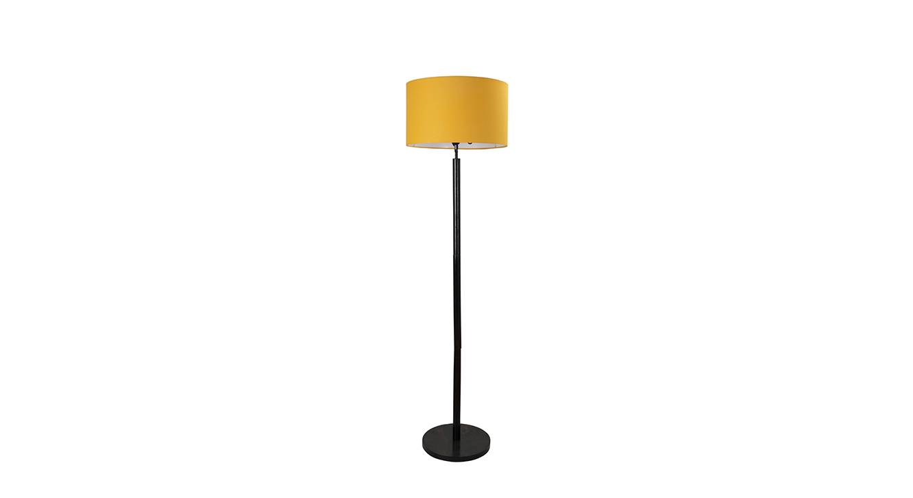 Remington Yellow Cotton Shade Floor Lamp With Yellow & Brown Solid Wood
