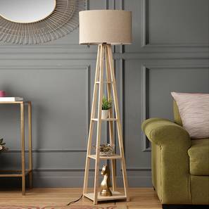 Furniture Design Brinley Beige Cotton Shade Floor Lamp With Beige Solid Wood Base (Beige)