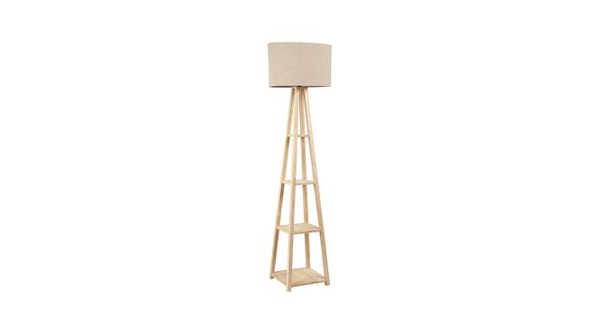 Brinley Beige Cotton Shade Floor Lamp With Beige Solid Wood Base (Beige) by Urban Ladder - Design 1 Side View - 594960