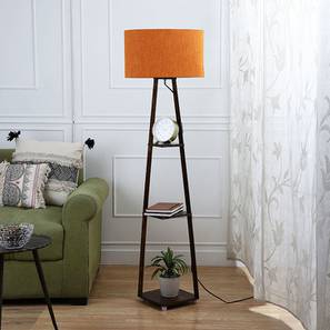 Floor Lamps Design Waylon Orange Cotton Shade Floor Lamp With Orange Engineered Wood Base (Orange)