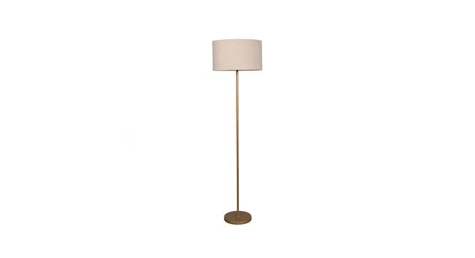 Angel Beige Cotton Shade Floor Lamp With Beige & Gold Metal Base (Beige & Gold) by Urban Ladder - Front View Design 1 - 595052