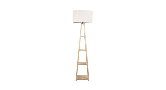 Nylah Off White Cotton Shade Floor Lamp With White Solid Wood Base (Off White) by Urban Ladder - Front View Design 1 - 595066