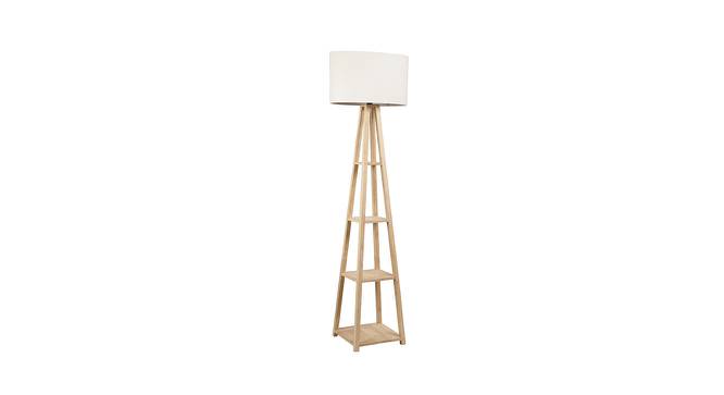 Nylah Off White Cotton Shade Floor Lamp With White Solid Wood Base (Off White) by Urban Ladder - Design 1 Side View - 595095