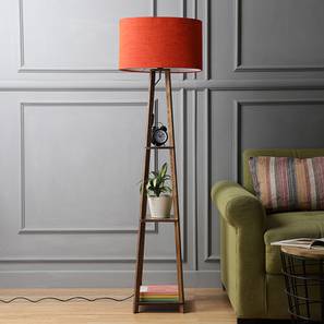 Top 100 Lighting Design Graham Red Cotton Shade Floor Lamp With Red & Brown Engineered Wood Base (Red & Brown)