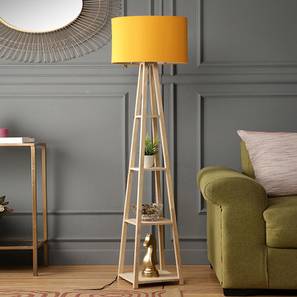 Floor Lamps Design Briar Yellow Cotton Shade Floor Lamp With Yellow Solid Wood Base (Yellow)