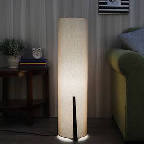 Floor Lamps Design Marta Beige Cotton Shade Floor Lamp With Beige & Brown Engineered Wood Base (Beige & Brown)