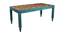 Gastone Solid Wood 6 Seater Dining Table with 4 Chairs (Retro Blue & Teak, Retro Blue & Teak Finish) by Urban Ladder - - 