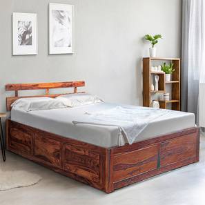 Beds With Storage Design Admire Solid Wood King Size Box Storage Bed in Honey Finish