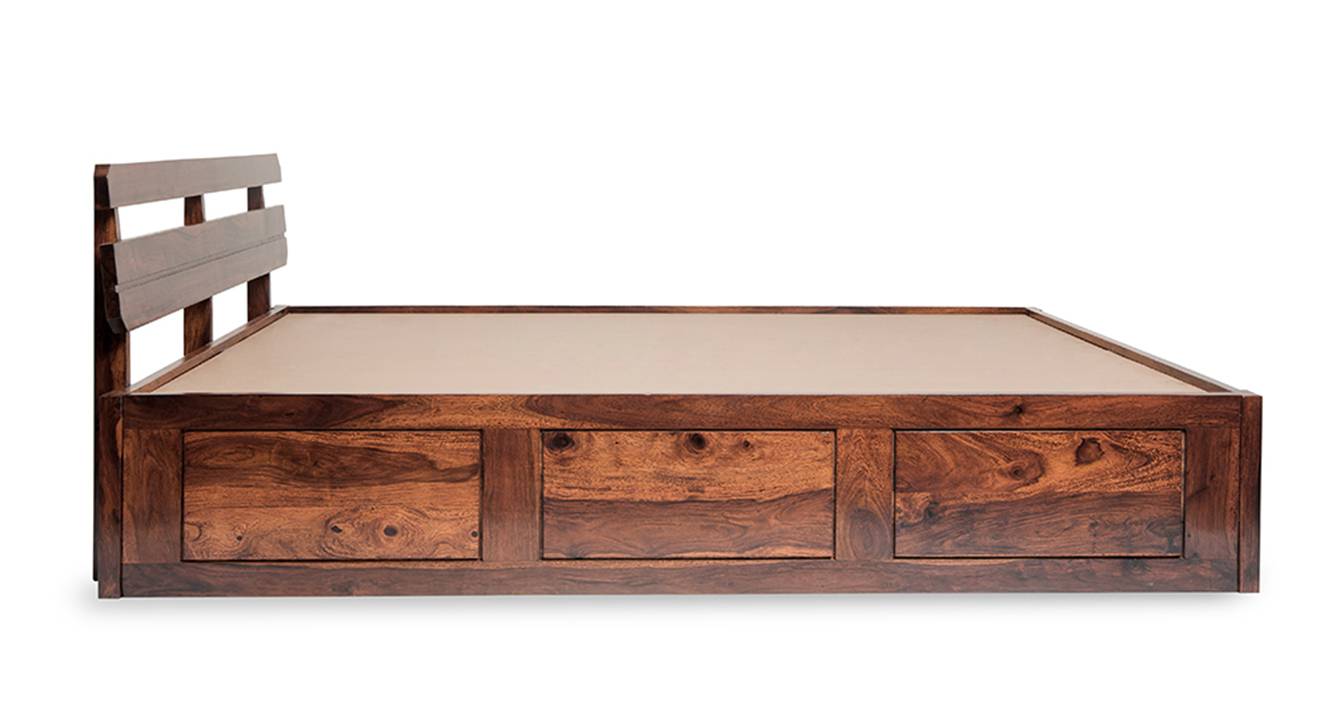 Admire Solid Wood King Size Box Storage Bed in Honey Finish Urban Ladder