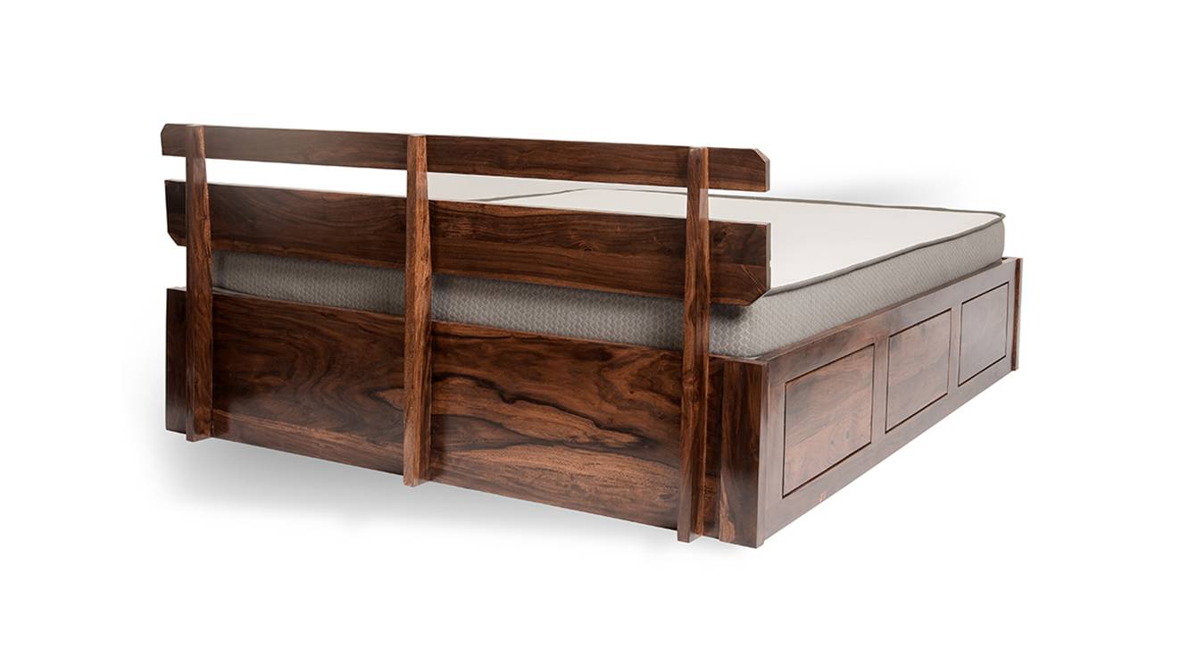 Admire Solid Wood King Size Box Storage Bed in Honey Finish Urban Ladder