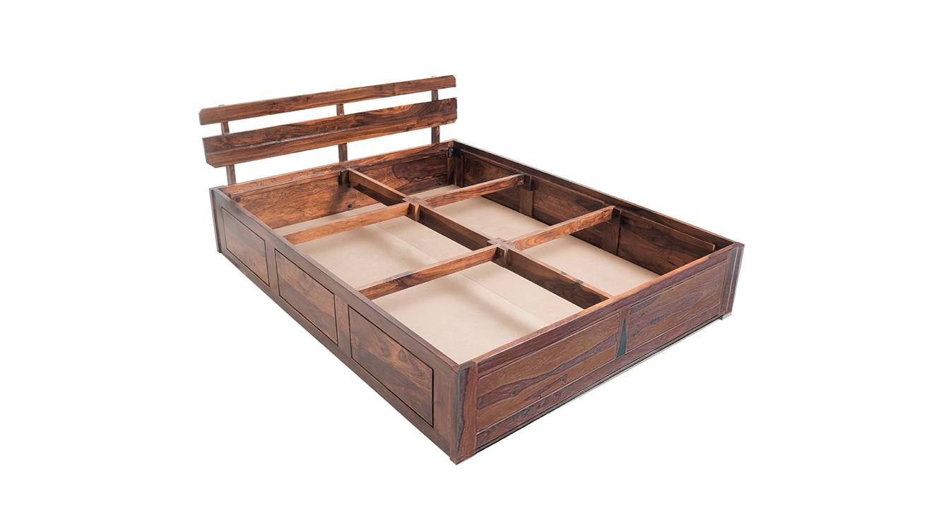 Admire Solid Wood King Size Box Storage Bed in Honey Finish Urban Ladder