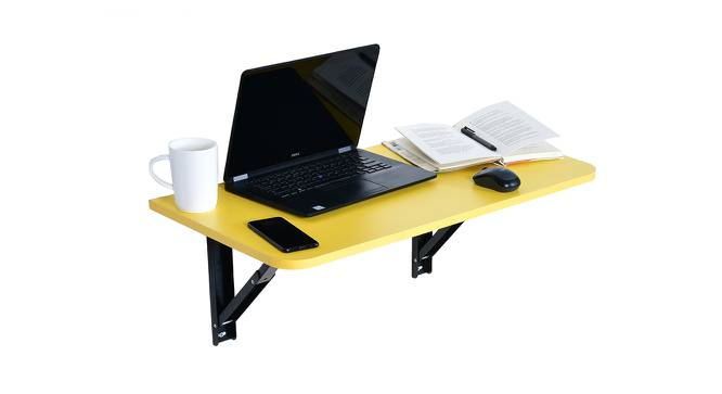 Phyllis Wall mounted Solid Wood Study Table in Yellow Finish (Yellow) by Urban Ladder - Cross View Design 1 - 603972