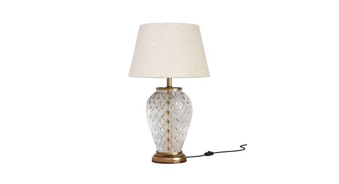 Portia Off White Shade Table Lamps With Gold Glass Base (Brass Antique) by Urban Ladder - Front View Design 1 - 604049