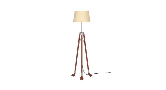 Charlotte Jute Shade Floor Lamps With Brown Solid Wood Base (Brown Polished & Nickel) by Urban Ladder - Front View Design 1 - 604071