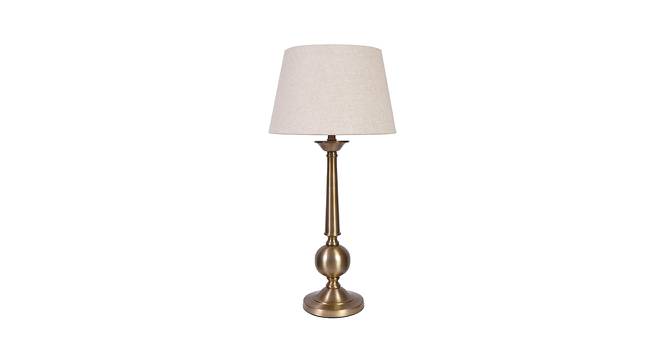 Conan Off White Shade Table Lamps With Gold Metal Base (Brass Antique) by Urban Ladder - Front View Design 1 - 604089