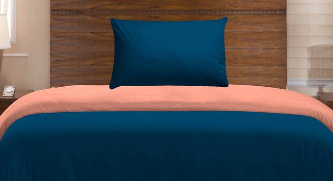 Ellie Blue Solid 150 TC Microfibre Double Bed Duvet Cover with 2 Pillow Covers (Blue, Double Size) by Urban Ladder - Cross View Design 1 - 604631